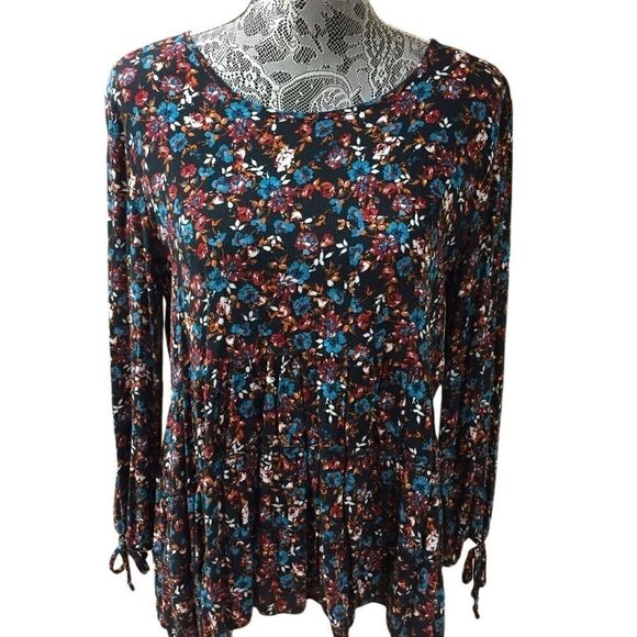 AMERICAN EAGLE OUTFITTERS Floral Top Women’s SIZE Small Long Sleeves - Picture 1 of 10